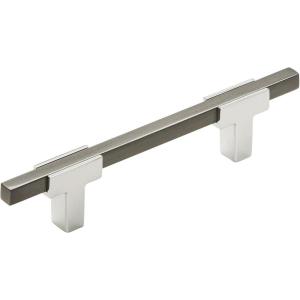 Amerock | Cabinet Pull | Polished Chrome/Black Chrome | 10-1/16 inch (256 mm) Center to Center | Urbanite | 1 Pack | Drawer Pull | Drawer Handle | Cabinet Hardware(Polished Chrome/Black Chrome)
