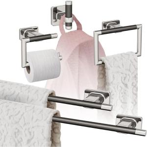 Amerock BH26615PNSS | Polished Nickel/Stainless Steel Towel Bar | 24 in (610 mm) Towel Rack | Esquire | Bathroom Towel Holder | Bathroom Hardware | Bath Accessories(Polished Nickel/Gunmetal)