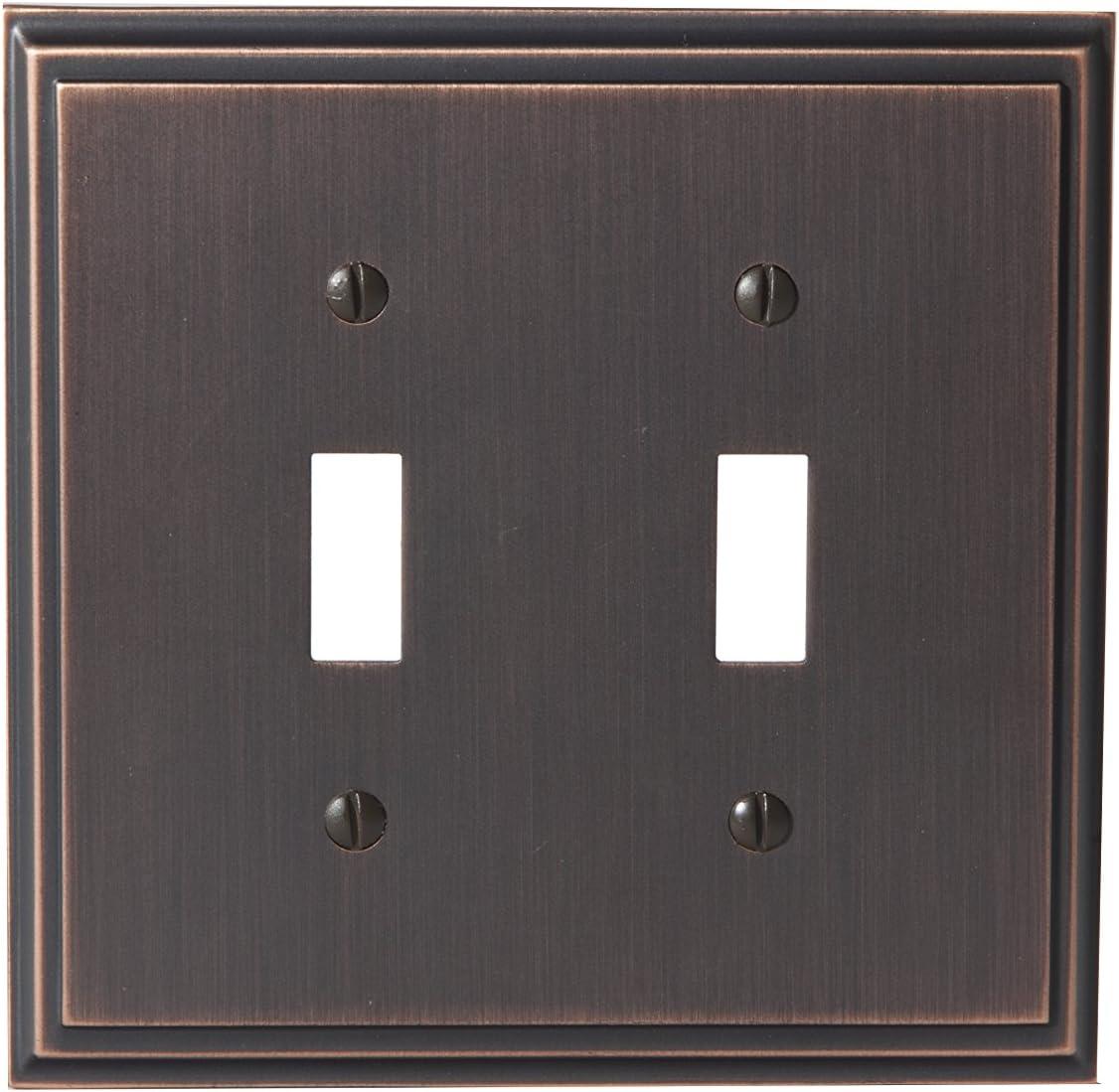 image:imageAmerock Wall Plate Golden Champagne 2 Toggle Switch Plate Cover Mulholland 1 Pack Light Switch CoverOil Rubbed Bronze