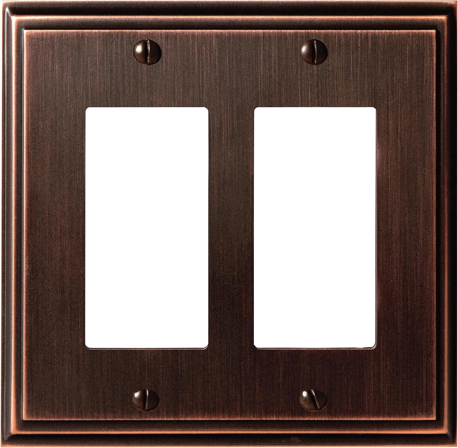image:imageAmerock Wall Plate Golden Champagne 2 Toggle Switch Plate Cover Mulholland 1 Pack Light Switch CoverOil Rubbed Bronze