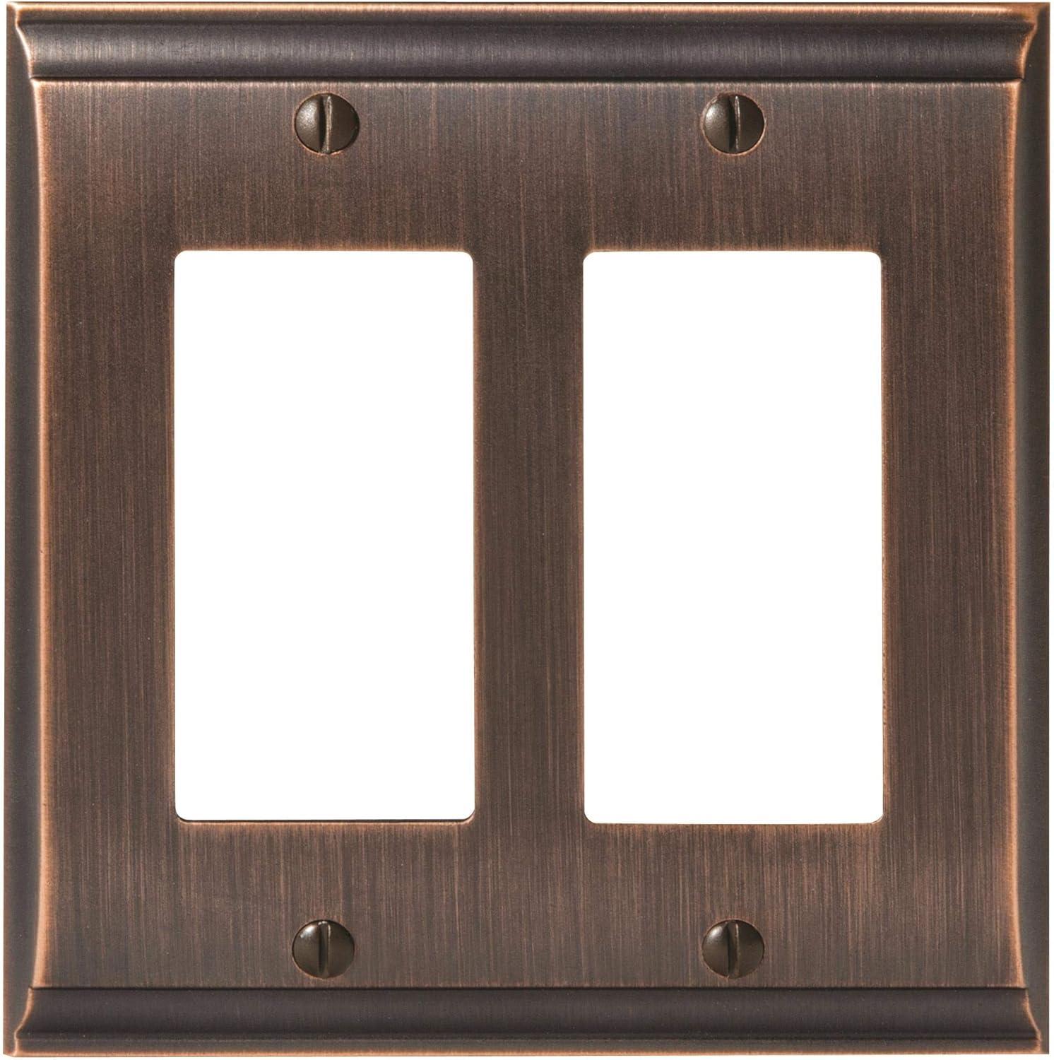 image:imageAmerock Wall Plate Golden Champagne 2 Toggle Switch Plate Cover Mulholland 1 Pack Light Switch CoverOil Rubbed Bronze