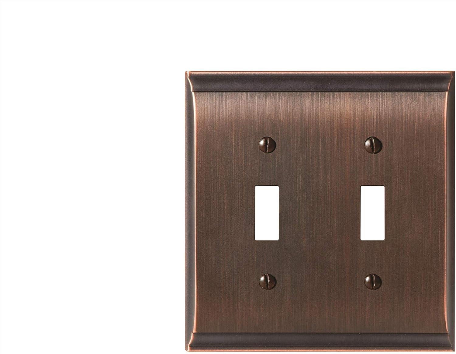 image:imageAmerock Wall Plate Golden Champagne 2 Toggle Switch Plate Cover Mulholland 1 Pack Light Switch CoverOil Rubbed Bronze