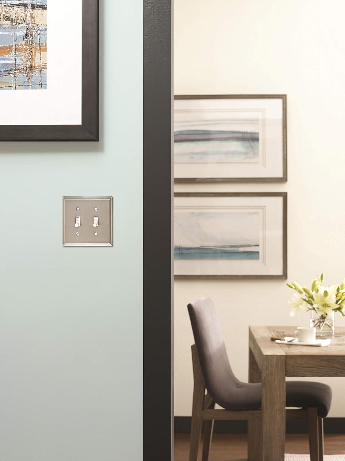 image:imageAmerock Wall Plate Golden Champagne 2 Toggle Switch Plate Cover Mulholland 1 Pack Light Switch CoverSatin Nickel