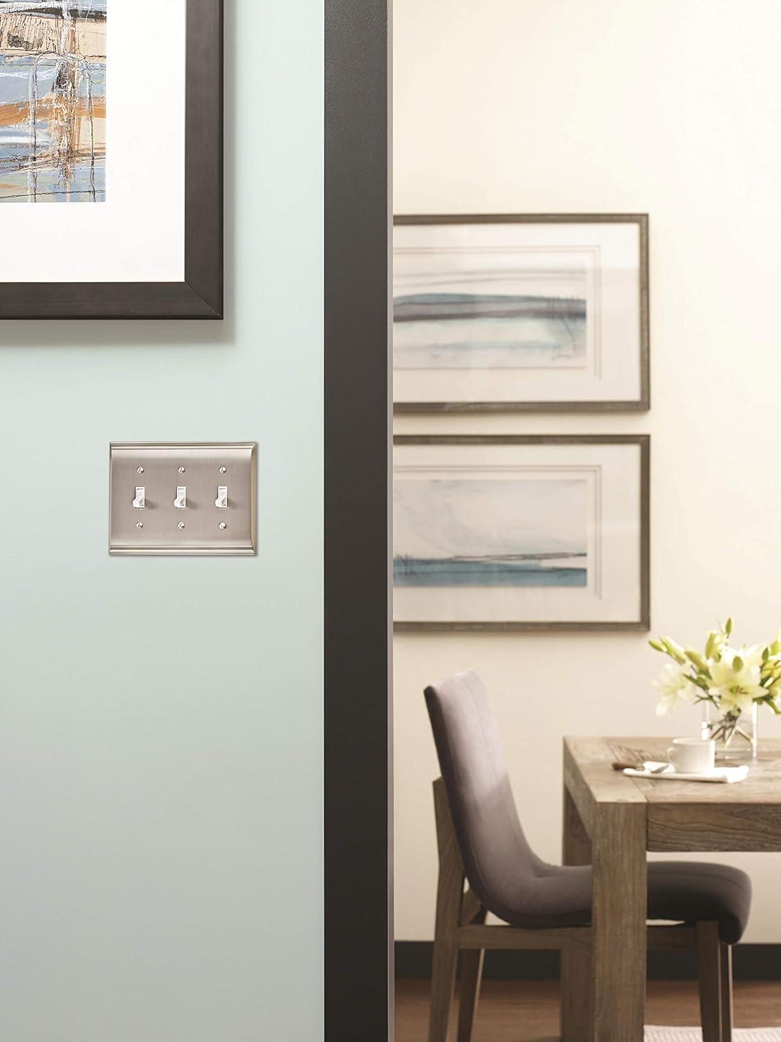 image:imageAmerock Wall Plate Golden Champagne 2 Toggle Switch Plate Cover Mulholland 1 Pack Light Switch CoverSatin Nickel