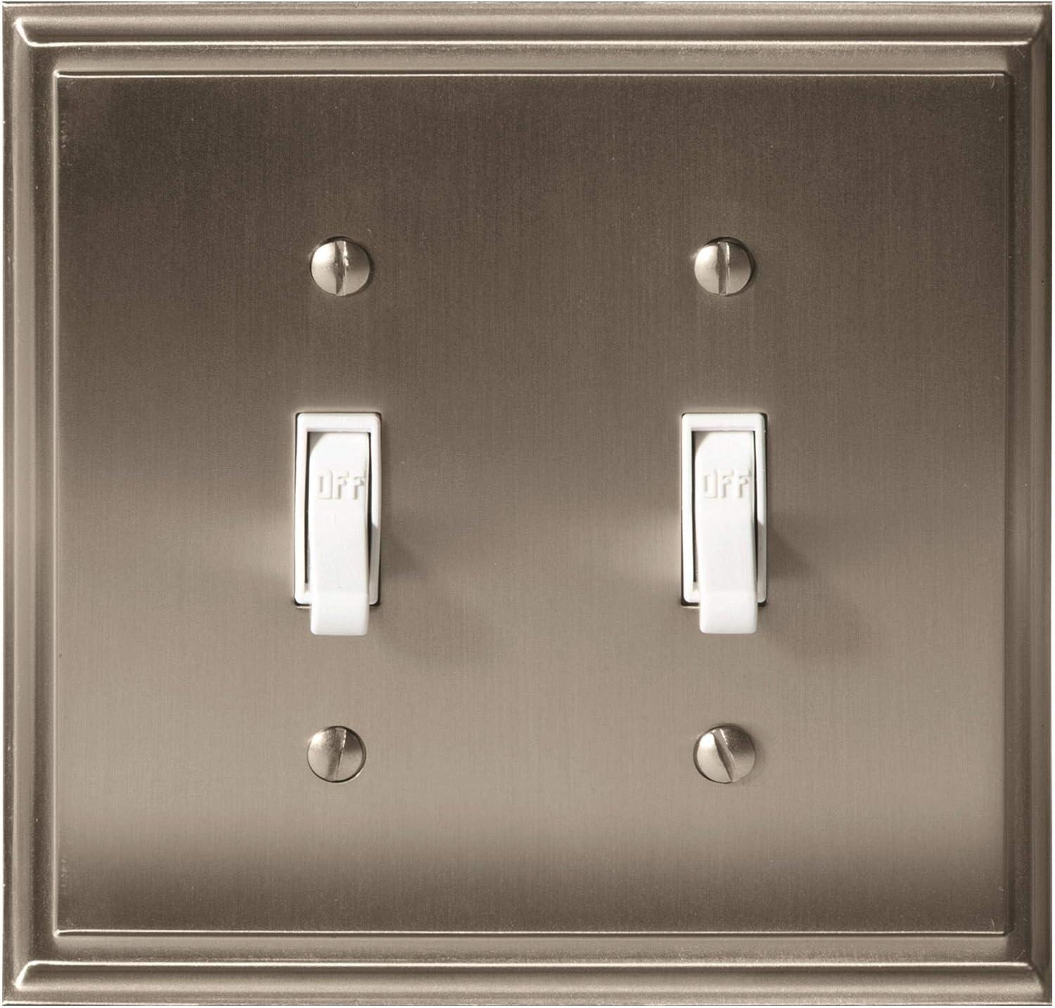 image:imageAmerock Wall Plate Golden Champagne 2 Toggle Switch Plate Cover Mulholland 1 Pack Light Switch CoverSatin Nickel