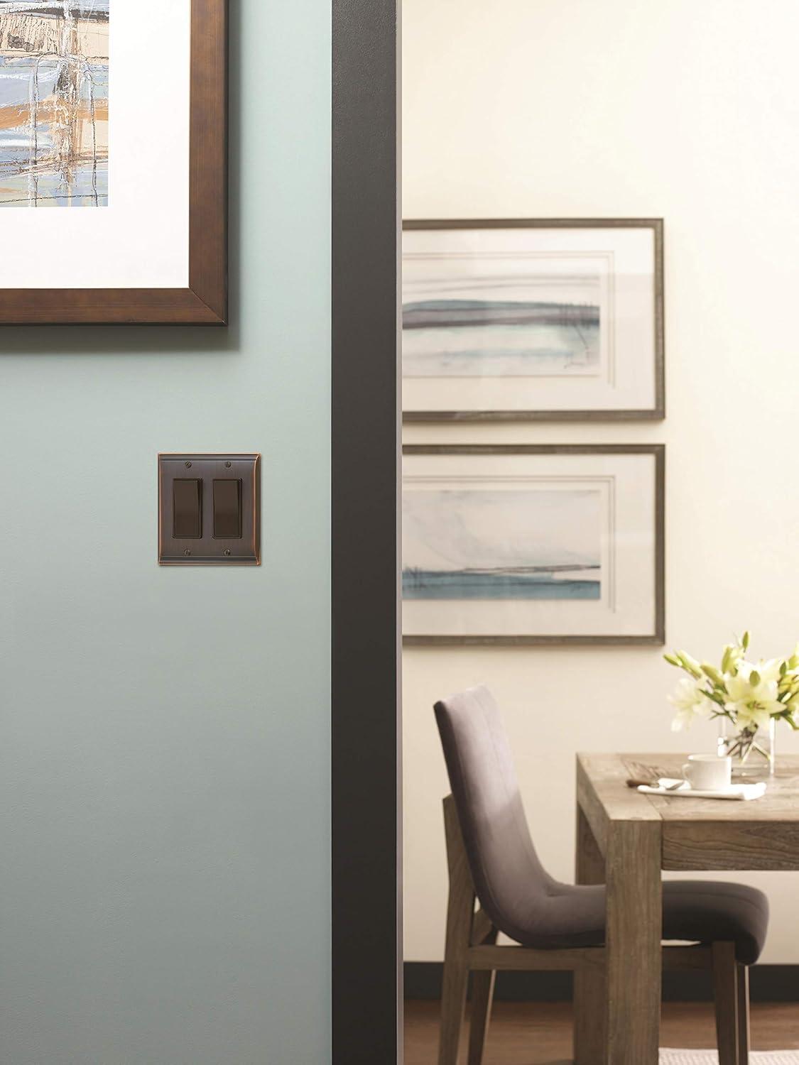 image:imageAmerock Wall Plate Golden Champagne 2 Toggle Switch Plate Cover Mulholland 1 Pack Light Switch CoverSatin Nickel