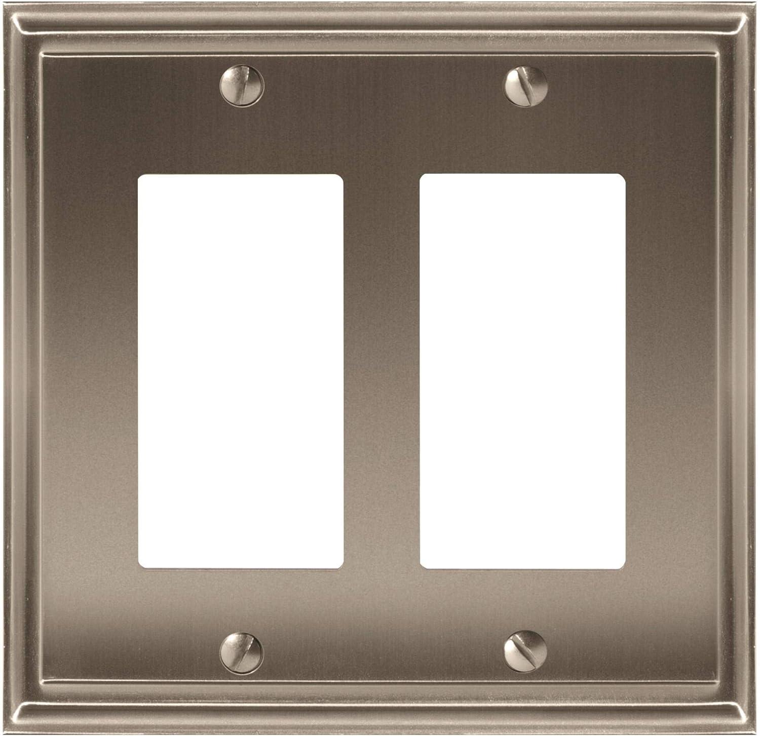 image:imageAmerock Wall Plate Golden Champagne 2 Toggle Switch Plate Cover Mulholland 1 Pack Light Switch CoverSatin Nickel