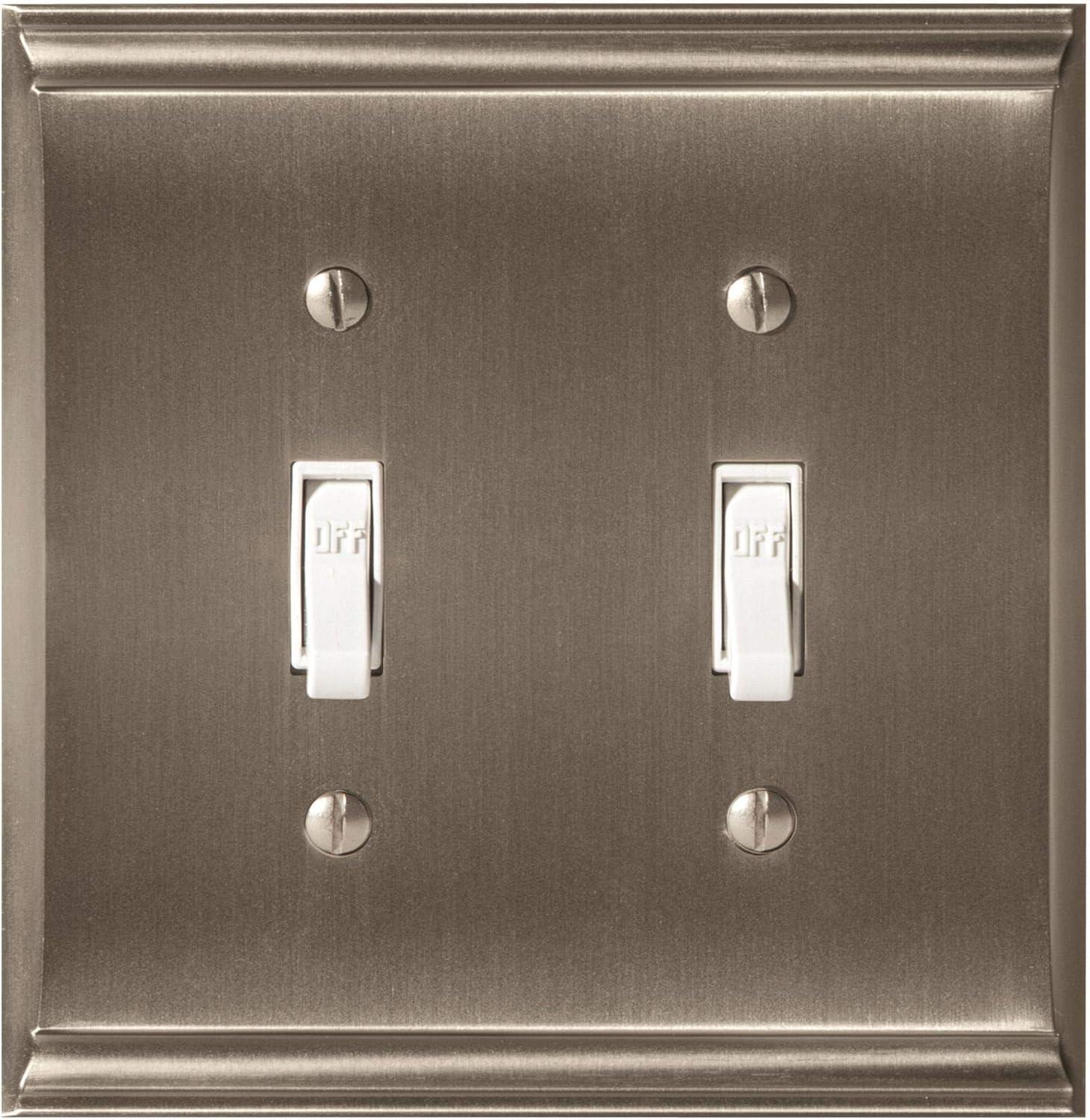 image:imageAmerock Wall Plate Golden Champagne 2 Toggle Switch Plate Cover Mulholland 1 Pack Light Switch CoverSatin Nickel