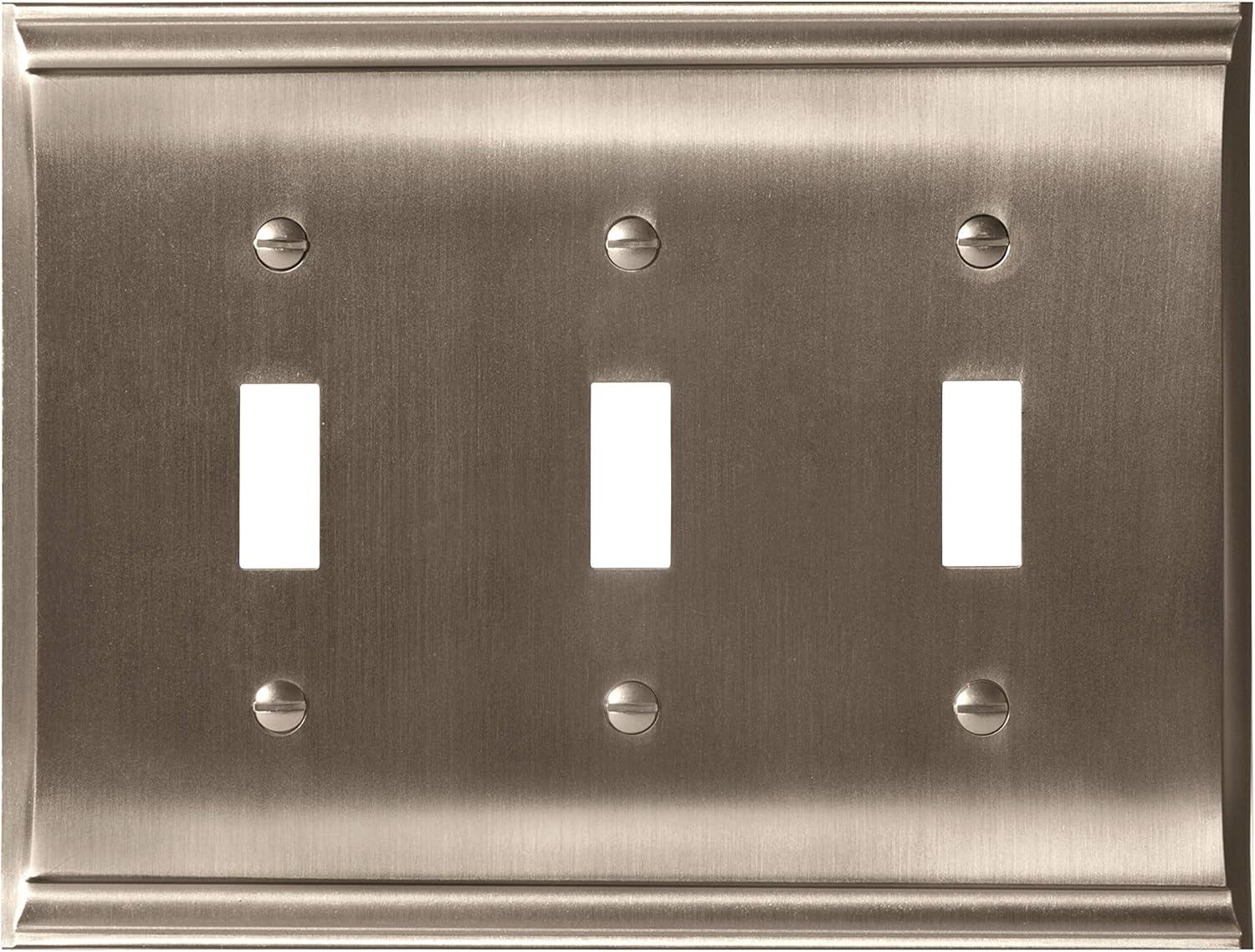 image:imageAmerock Wall Plate Golden Champagne 2 Toggle Switch Plate Cover Mulholland 1 Pack Light Switch CoverSatin Nickel