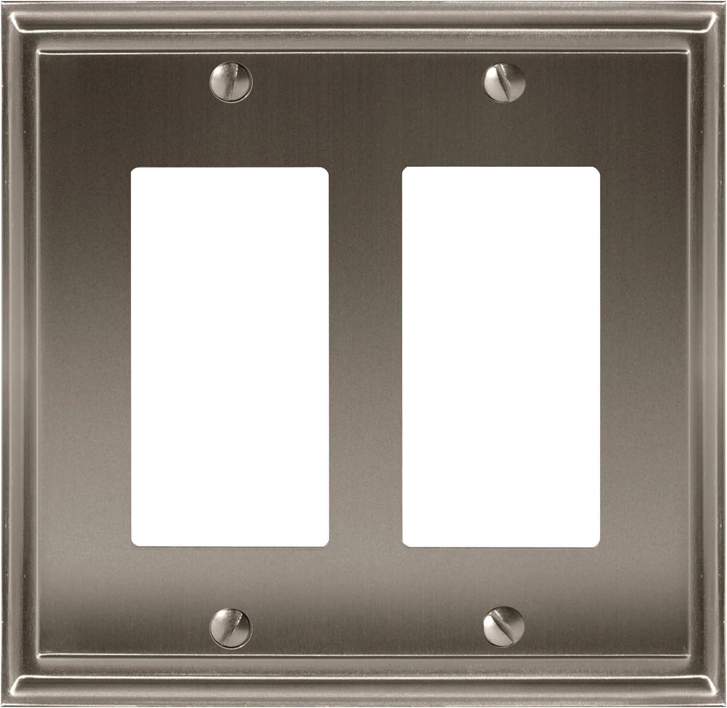 image:imageAmerock Wall Plate Golden Champagne 2 Toggle Switch Plate Cover Mulholland 1 Pack Light Switch CoverSatin Nickel
