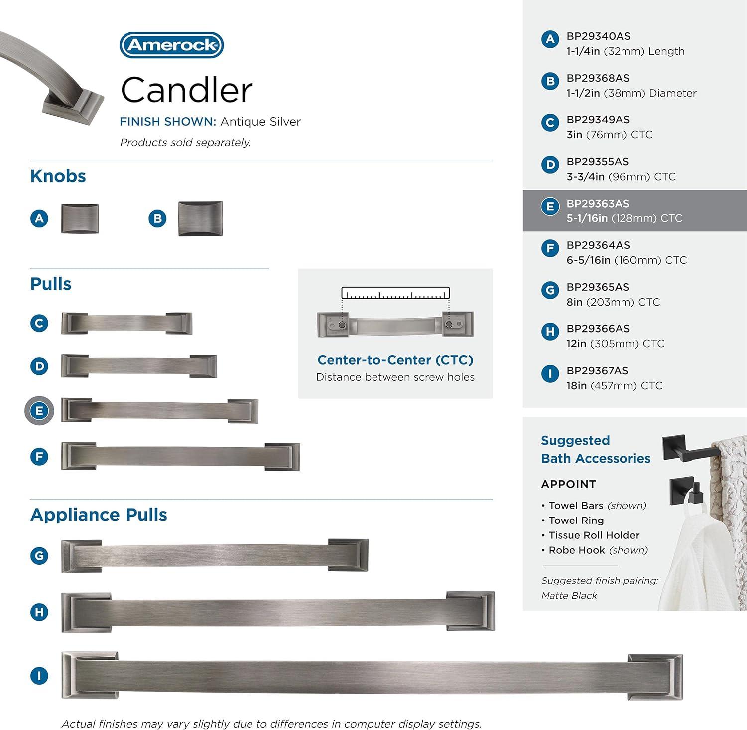 image:imageAmerock Appliance Pull Antique Silver 8 inch 203 mm Center to Center Candler 1 Pack Drawer Pull Drawer Handle Cabinet HardwareAntique Silver