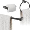 Amerock | Matte Black | Monument | Towel Bar | 18 inch (457 mm) | 3 Piece | Bathroom Accessories Set