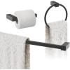 Amerock | Matte Black | Monument | Towel Bar | 24 inch (610 mm) | 3 Piece | Bathroom Accessories Set