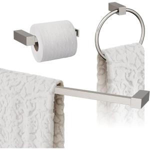 Amerock | Brushed Nickel | Monument | Towel Bar | 24 inch (610 mm) | 3 Piece | Bathroom Accessories Set