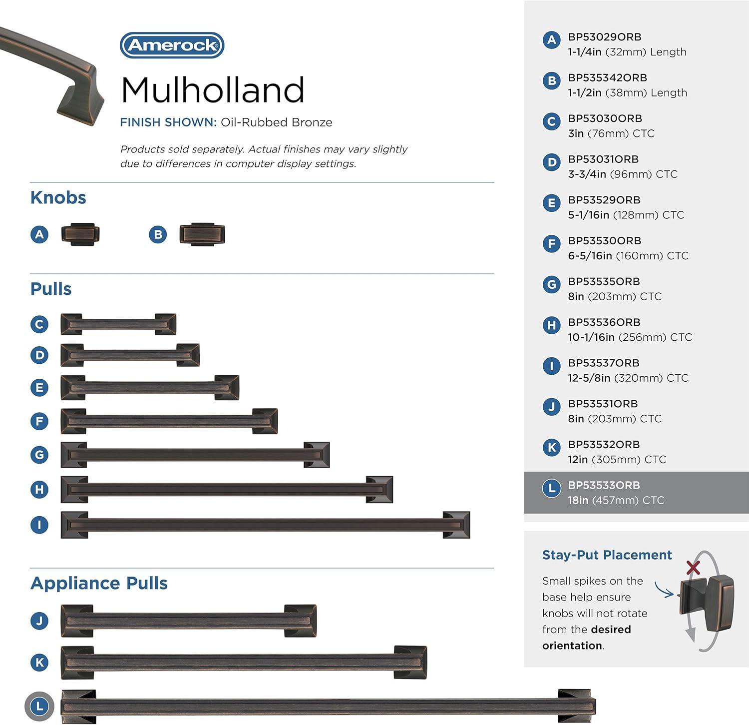 image:imageAmerock Appliance Pull Polished Nickel 12 inch 305 mm Center to Center Mulholland 1 Pack Drawer Pull Drawer Handle Cabinet HardwareOil Rubbed Bronze