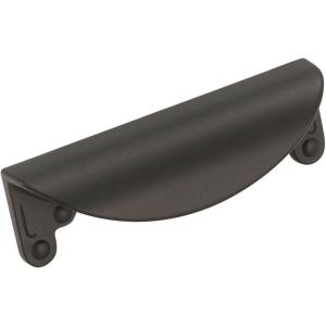 Amerock | Cabinet Cup Pull | Matte Black | 3 inch (76 mm) Center to Center | Inspirations | 1 Pack | Drawer Pull | Drawer Handle | Cabinet Hardware(Matte Black)
