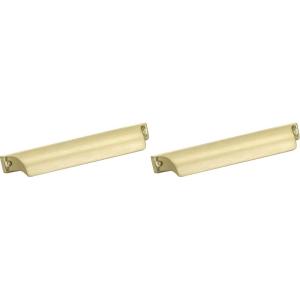 Amerock | Kitchen Cabinet Cup Pull | Matte Gold | 5-1/16 in (128 mm) Center-to-Center | Jolene | 1 Pack | Furniture Hardware | Cabinet Handle | Bathroom Drawer Pull(1 Count (Pack of 2))