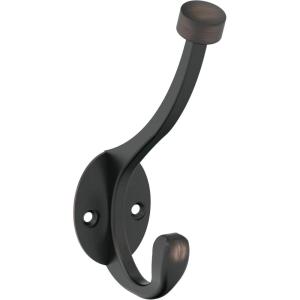 Double Prong Pilltop Coat & Hat Hook in Satin Nickel from Amerock(Oil Rubbed Bronze)