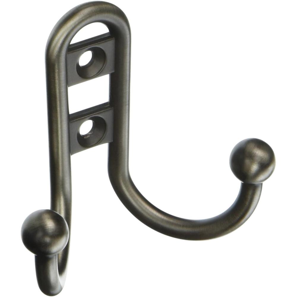 image:imageAmerock Double Prong Robe Hook Wall Mount Oil Rubbed Bronze 1 Pack Robe Hook Towel Hook Entryway Hook Bathroom HookAntique Silver