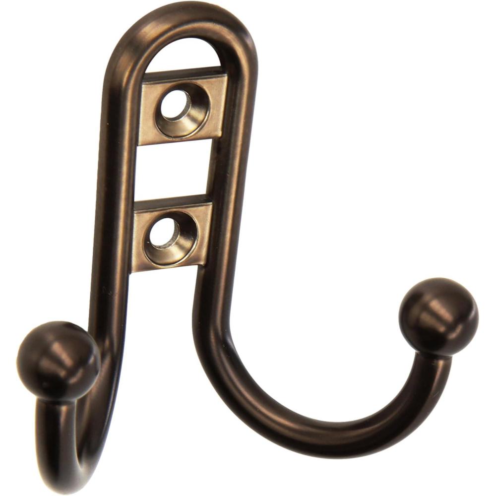 image:imageAmerock Double Prong Robe Hook Wall Mount Oil Rubbed Bronze 1 Pack Robe Hook Towel Hook Entryway Hook Bathroom HookCaramel Bronze