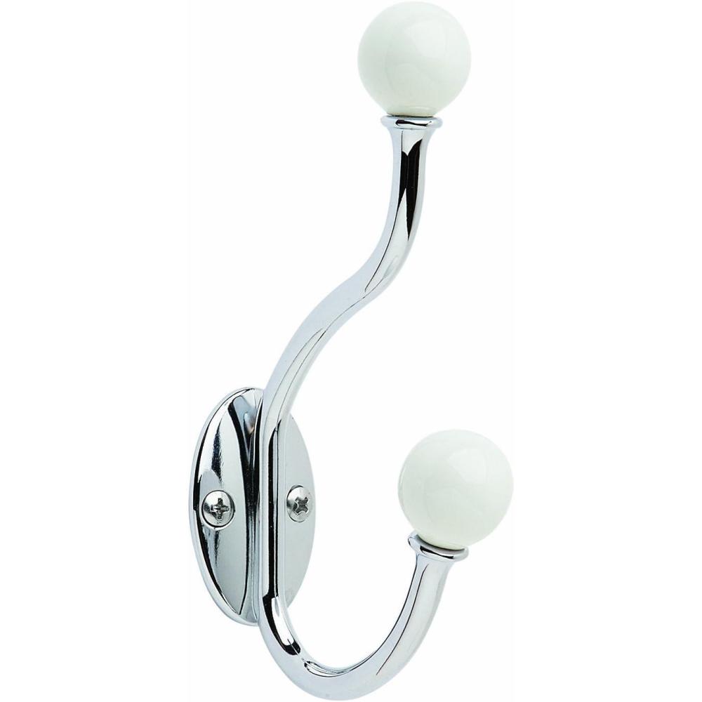 image:imageH55469W26 Amerock Globe Coat and Hat HookWhiteChrome
