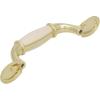 Amerock | Cabinet Pull | White / Polished Brass | 3 inch (76 mm) Center to Center | Everyday Heritage | 1 Pack | Drawer Pull | Drawer Handle | Cabinet Hardware
