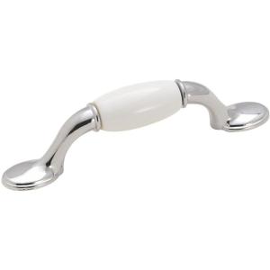 Amerock | Cabinet Pull | White / Polished Chrome | 3 inch (76 mm) Center to Center | Everyday Heritage | 1 Pack | Drawer Pull | Drawer Handle | Cabinet Hardware
