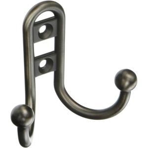Amerock | Double Prong Robe Hook | Wall Mount | Oil Rubbed Bronze | 1 Pack | Robe Hook | Towel Hook | Entryway Hook | Bathroom Hook(Antique Silver)