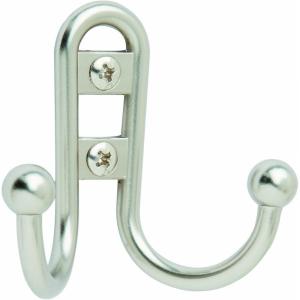 Amerock | Double Prong Robe Hook | Wall Mount | Oil Rubbed Bronze | 1 Pack | Robe Hook | Towel Hook | Entryway Hook | Bathroom Hook(Silver)