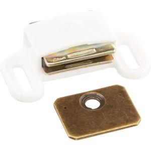 Amerock | Magnetic Cabinet Catch | White | 2 inch (51 mm) Length | 1 Pack | Door Catch | Cabinet Door Latch | Magnetic Door Latch