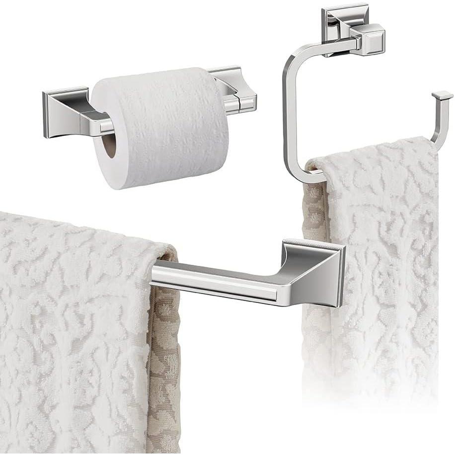 image:imageAmerock  Chrome  Mulholland  Towel Bar  18 inch 457 mm  3 Piece  Bathroom Accessories Set