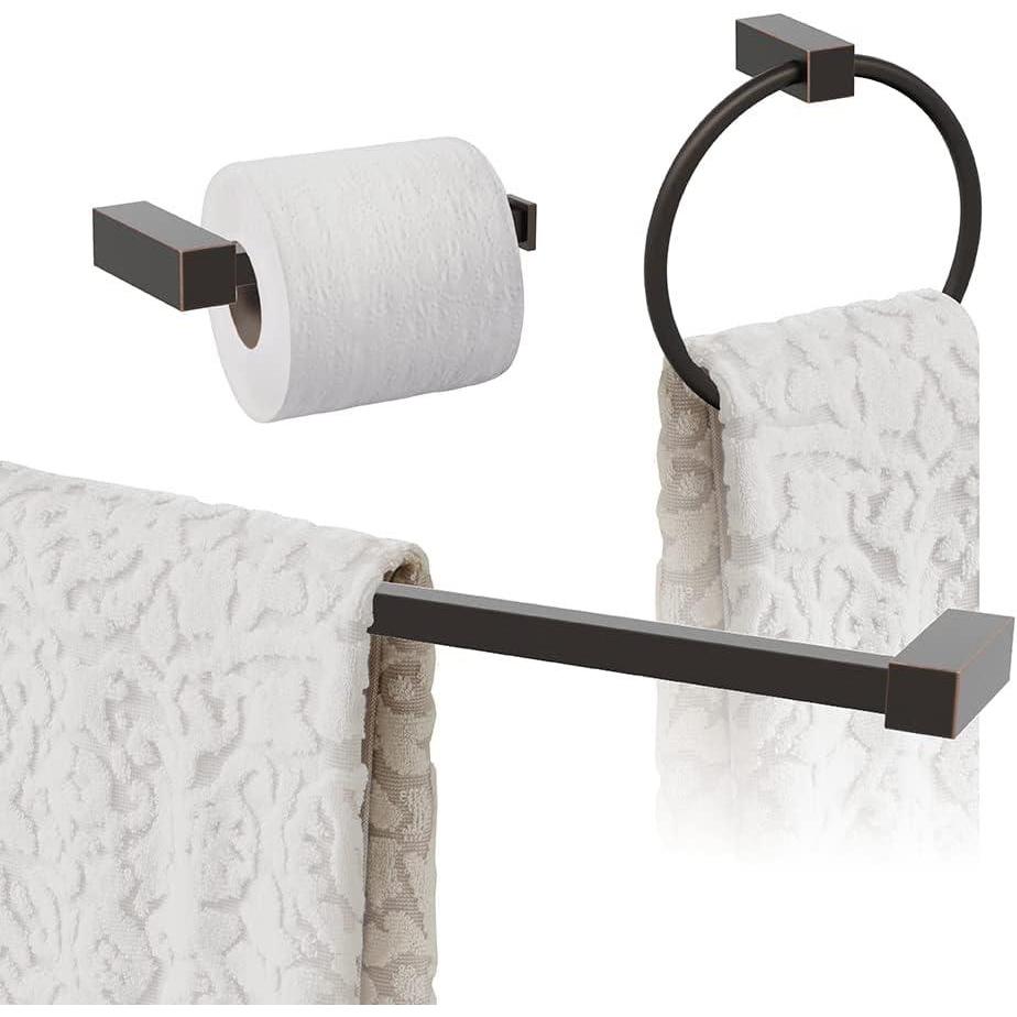 image:imageAmerock  Oil Rubbed Bronze  Monument  Towel Bar  24 inch 610 mm  3 Piece  Bathroom Accessories Set