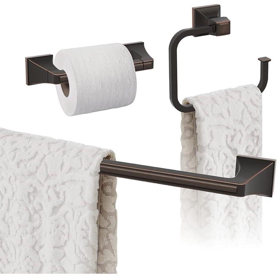 image:imageAmerock Oil Rubbed Bronze Mulholland Towel Bar 24 inch 610 mm 3 Piece Bathroom Accessories Set