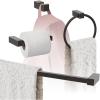 Amerock | Oil Rubbed Bronze | Monument | Towel Bar | 24 inch (610 mm) | 4 Piece | Bathroom Accessories Set