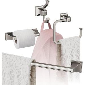 Amerock | Brushed Nickel | Mulholland | Towel Bar | 24 inch (610 mm) | 4 Piece | Bathroom Accessories Set