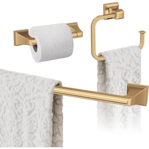 Amerock | Champagne Bronze | Mulholland | Towel Bar | 24 inch (610 mm) | 3 Piece | Bathroom Accessories Set