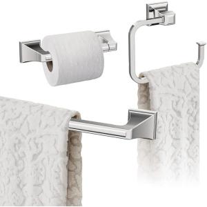 Amerock | Chrome | Mulholland | Towel Bar | 18 inch (457 mm) | 3 Piece | Bathroom Accessories Set
