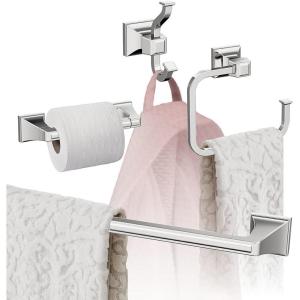 Amerock | Chrome | Mulholland | Towel Bar | 24 inch (610 mm) | 4 Piece | Bathroom Accessories Set