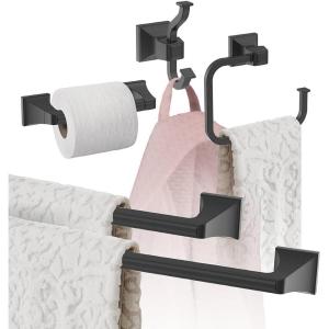 Amerock | Matte Black | Mulholland | 5 Piece | Bathroom Accessories Set