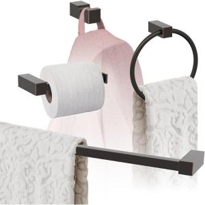 Amerock | Oil Rubbed Bronze | Monument | Towel Bar | 24 inch (610 mm) | 4 Piece | Bathroom Accessories Set