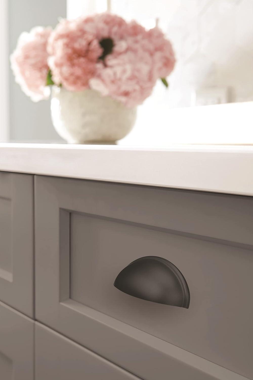 image:imageAmerock Cabinet Cup Pull Matte Black 3 inch 76 mm Center to Center Ravino Drawer Pull Drawer Handle Cabinet Hardware Pack of 10