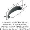 Amerock | Cabinet Cup Pull | Matte Black | 3 inch (76 mm) Center to Center | Ravino | Drawer Pull | Drawer Handle | Cabinet Hardware (Pack of 10)