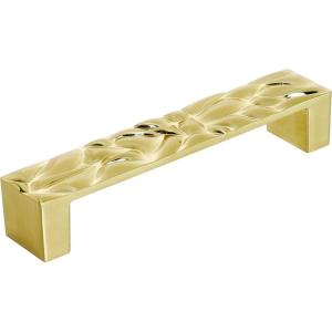 Amerock | Cabinet Pull | Matte Black | 5-1/16 inch (128 mm) Center to Center | Calathea | 1 Pack | Drawer Pull | Drawer Handle | Cabinet Hardware(Brushed Gold)