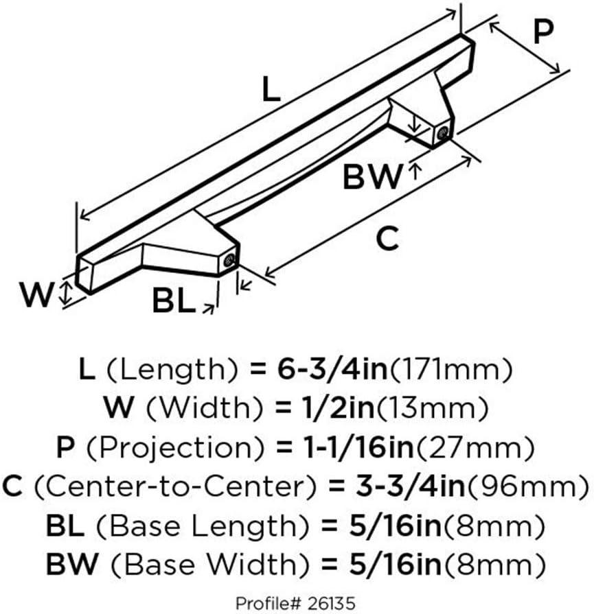 image:imageAmerock Cabinet Pull Satin Nickel 334 inch 96 mm Center to Center Sleek 1 Pack Drawer Pull Drawer Handle Cabinet Hardware