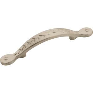 Amerock | Cabinet Pull | Satin Nickel | 3 inch (76 mm) Center to Center | Nature’s Splendor | 1 Pack | Drawer Pull | Drawer Handle | Cabinet Hardware(Satin Nickel)