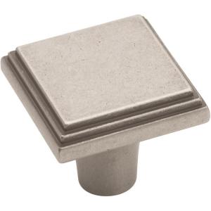 Amerock | Cabinet Knob | Satin Nickel | 1-1/16 inch (27 mm) Length | Manor | 1 Pack | Drawer Knob | Cabinet Hardware(Weathered Nickel)