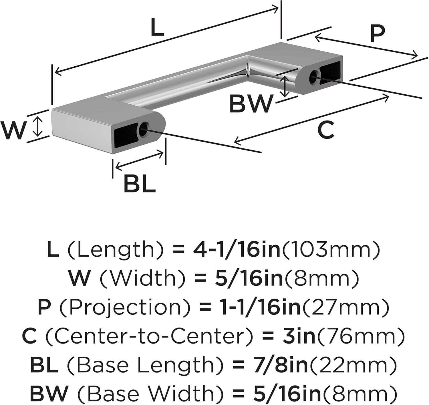 image:imageAmerock 10BX3713026 Polished Chrome Cabinet Pull 3 inch 76mm CentertoCenter 30 Pack Cityscape Furniture Hardware