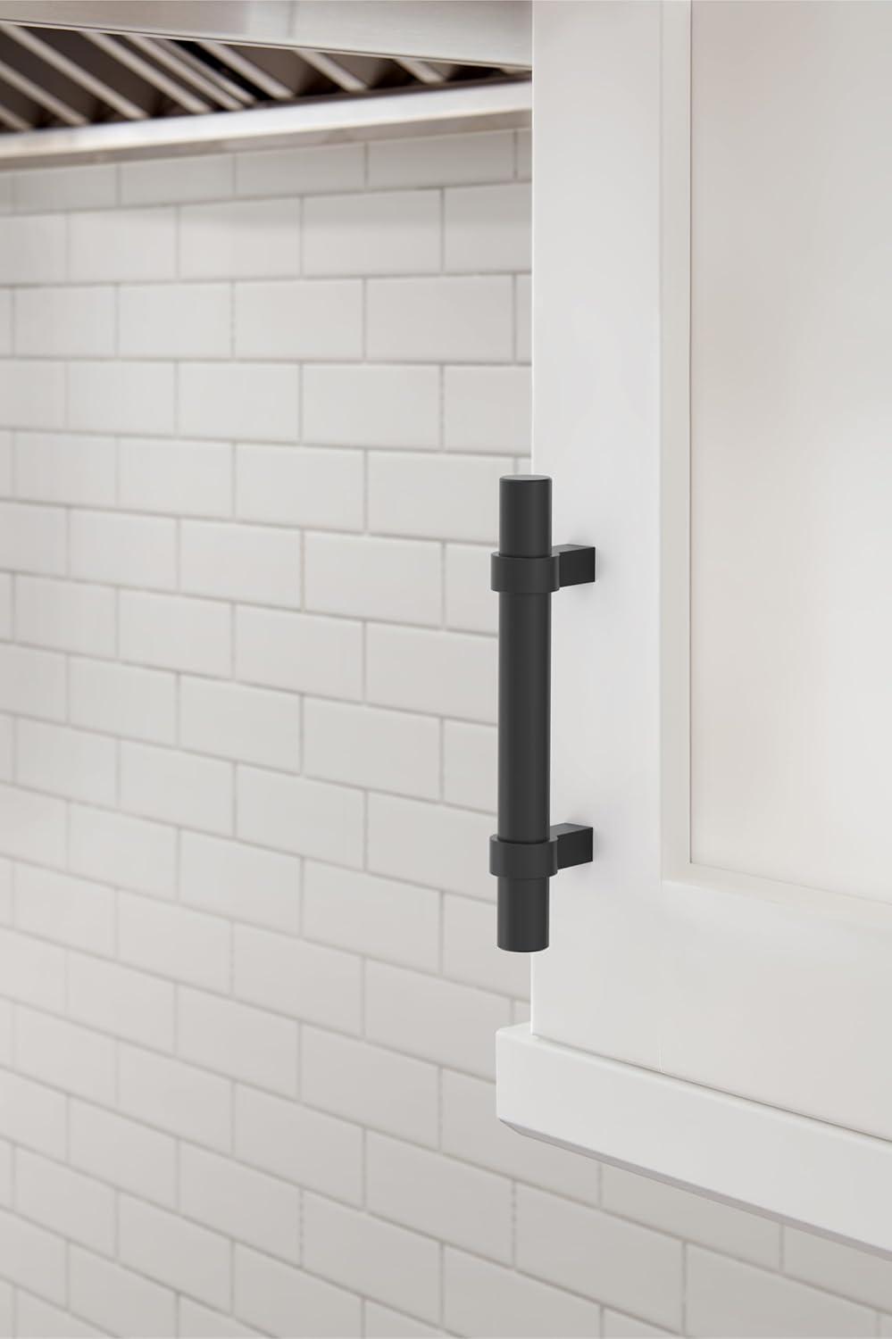 image:imageAmerock Central 5116 inch 128mm CentertoCenter Polished Chrome Cabinet Pull 10 PackMatte Black