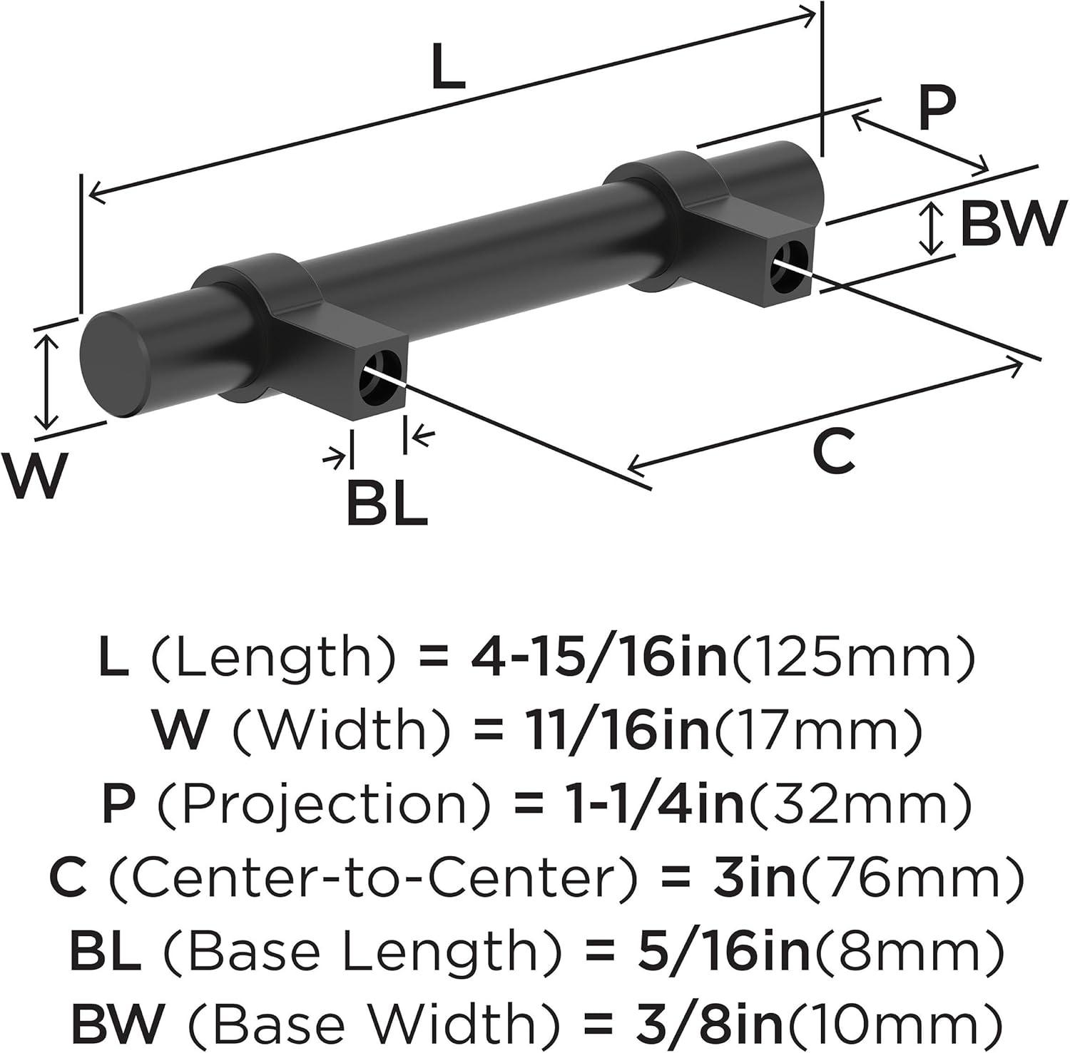 image:imageAmerock Central 5116 inch 128mm CentertoCenter Polished Chrome Cabinet Pull 10 PackMatte Black