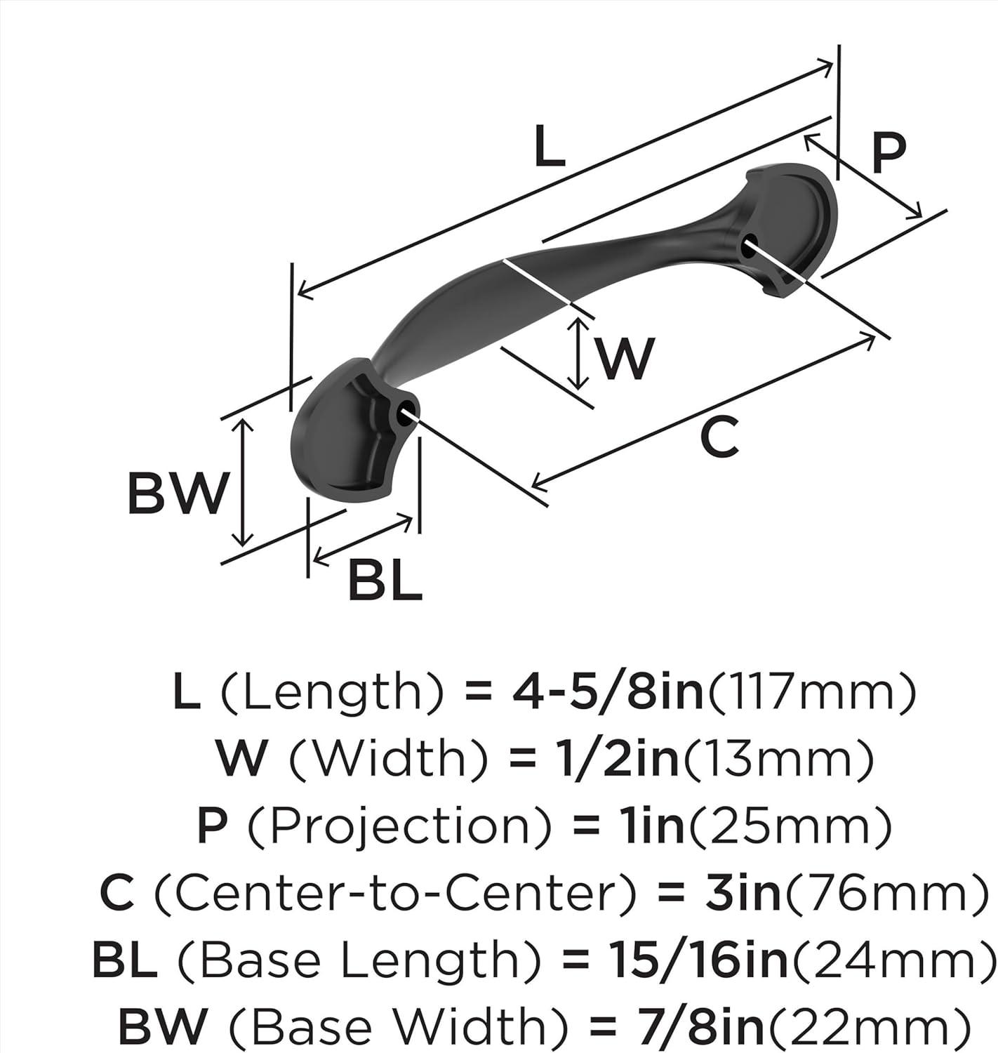 image:imageFairfield 5116 inch 128mm CentertoCenter OilRubbed Bronze Cabinet Pull 25 PackMatte Black